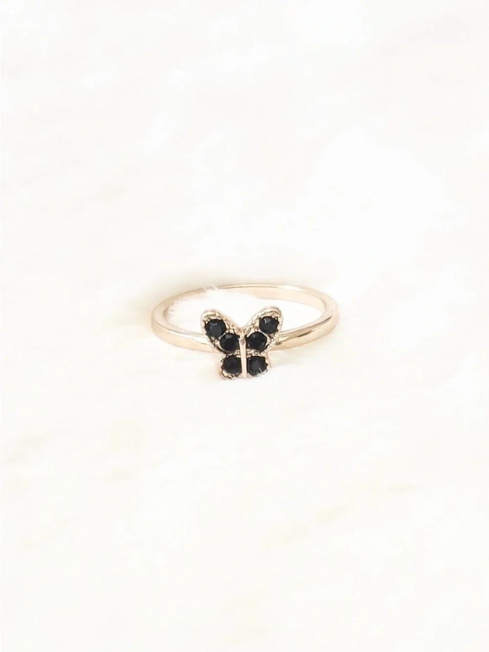 5/$15 🩷 MUST BUNDLE Delicate Gold Butterfly Ring with Black Stones